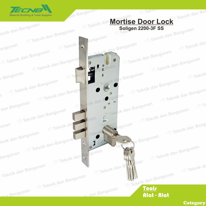 Jual Body Kunci Pintu Lidah Biasa Mortise Door Lock Soligen 2200-3F SS ...
