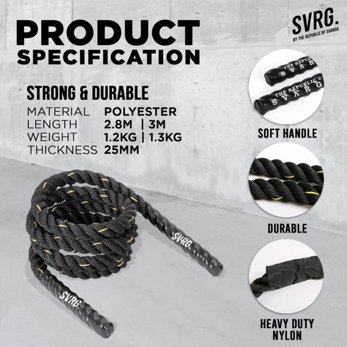 Gambar Svarga Weighted Skipping Rope | Battle Jump Rope | Gym & Fitness - Weighted Rope, 3 Meter dari SVRG Store undefined Tokopedia