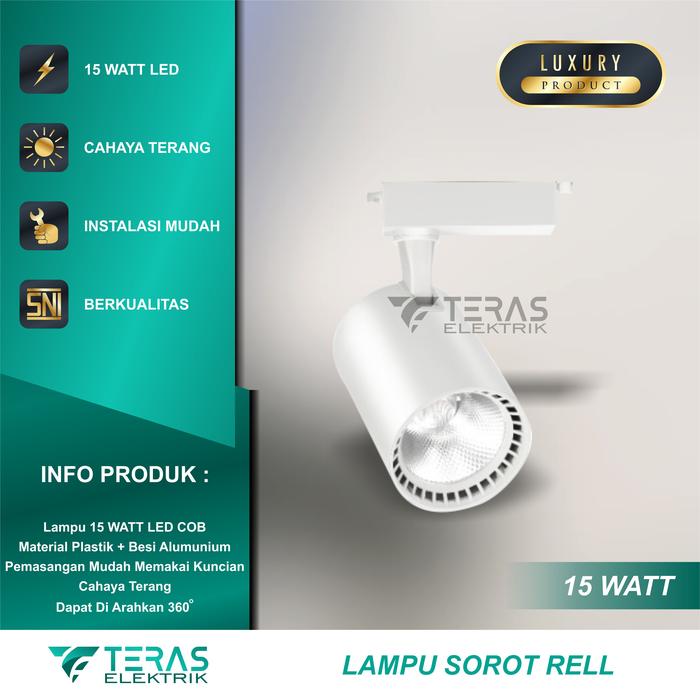 Gambar Lampu sorot rel track led light 15w Spotlight rel 15 Watt - Hitam, White dari TERAS ELEKTRIK undefined 5 Tokopedia