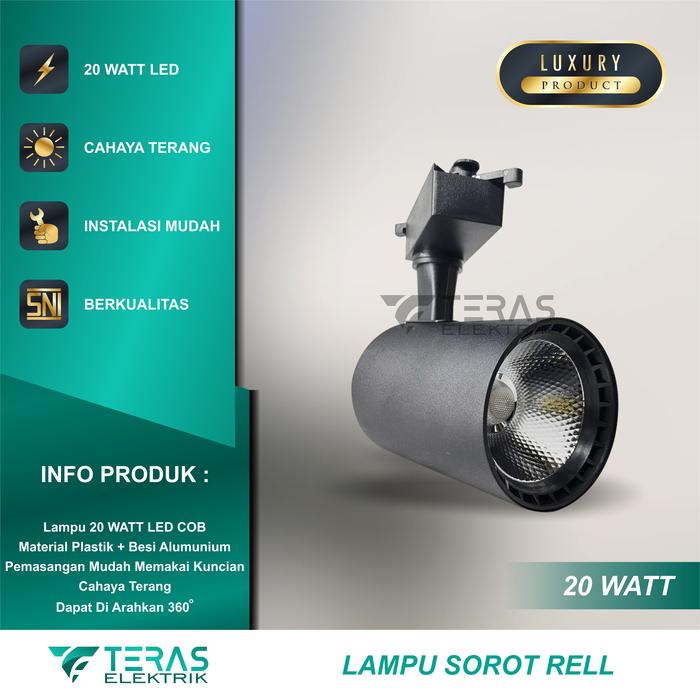 Gambar Lampu sorot LED rel track light 20w Spotlight 20 Watt - Body Hitam, White dari TERAS ELEKTRIK undefined Tokopedia