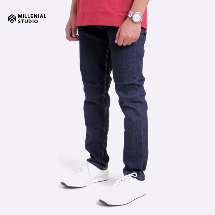 Gambar Celana Jeans Panjang Pria Slimfit Celana Jeans Premium Denim Navy Blue Stretch - Navy Blue, 3XL (37-38) dari Millenial Studio undefined Tokopedia