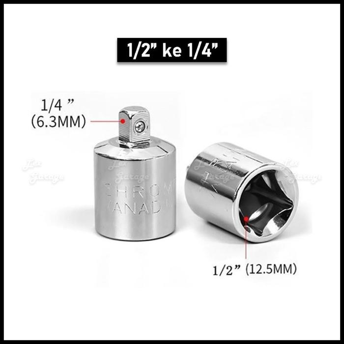 Gambar Adapter Adaptor Kunci Shock Sok Socket 1/2 3/8 1/4 Converter Set - 1/2" ke 1/4" dari Zona-Murah undefined Tokopedia