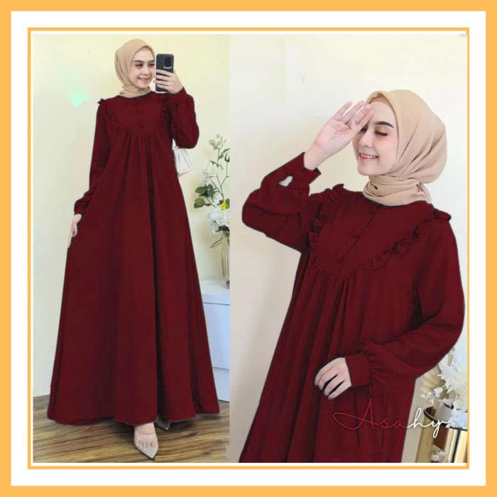 Gambar BAJU LEBARAN IBU BUSUI GAMIS SYARI JUMBO DRESS LEBARAN 2023 POLOS G7J4 - Maron dari cv majujaya undefined Tokopedia