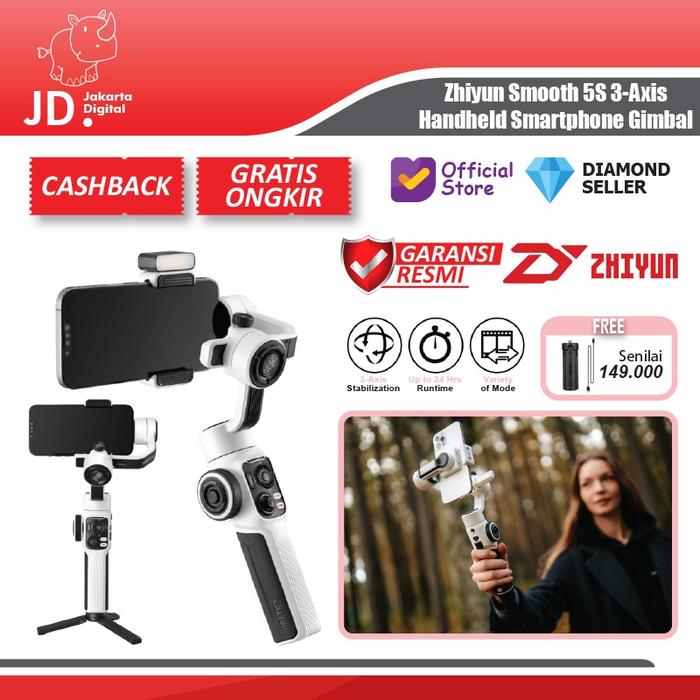 Gambar Zhiyun Smooth 5S 3-Axis Handheld Smartphone Gimbal - BASIC, PAKET STANDART dari Jakarta Digital 8 undefined Tokopedia