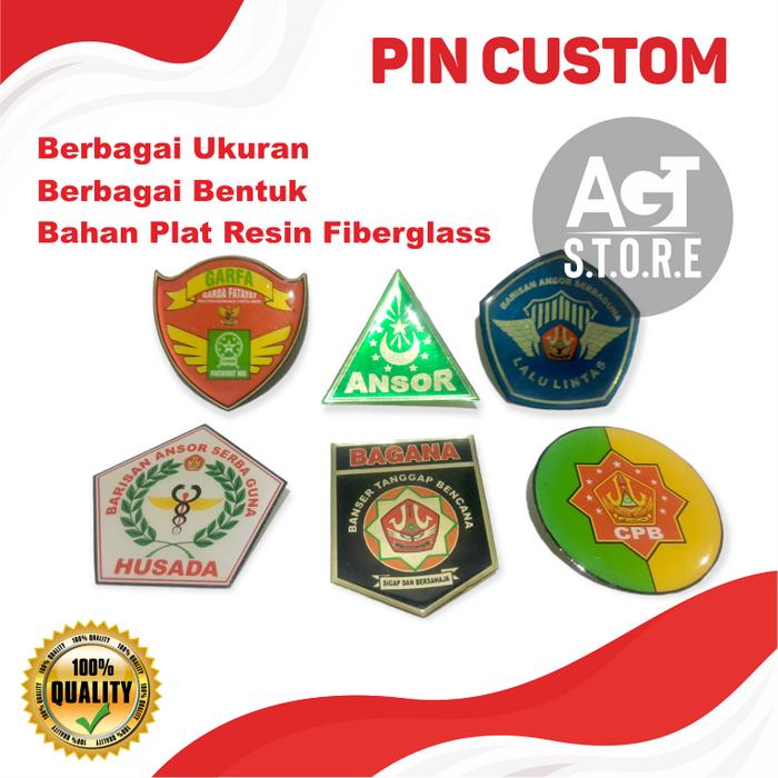 Gambar Pin Custom Bahan Resin Fiberglas Kuningan Import - Ukuran 3 cm - 5x2 CM dari agete store undefined Tokopedia