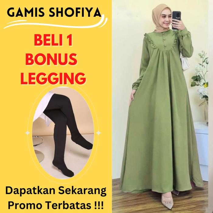 Gambar GAMIS LEBARAN 2023 MODEL TERBARU COD DRESS PANJANG CEWEK ELEGAN L08N - olive+legging dari cv majujaya undefined Tokopedia