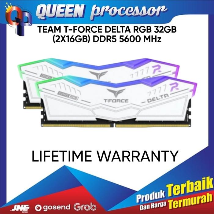 Gambar RAM 32GB ( 2 X 16GB ) DDR5 5600MHz TEAM DELTA RGB MEMORY MEMORI - Putih dari QueenProcessor undefined Tokopedia