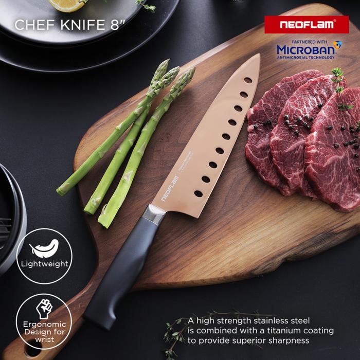 Gambar NEOFLAM Titanium Knife Pisau Dapur Premium Super Tajam Anti Karat Ringan & Tahan Lama - Chef 8" dari Homeland Store undefined Tokopedia