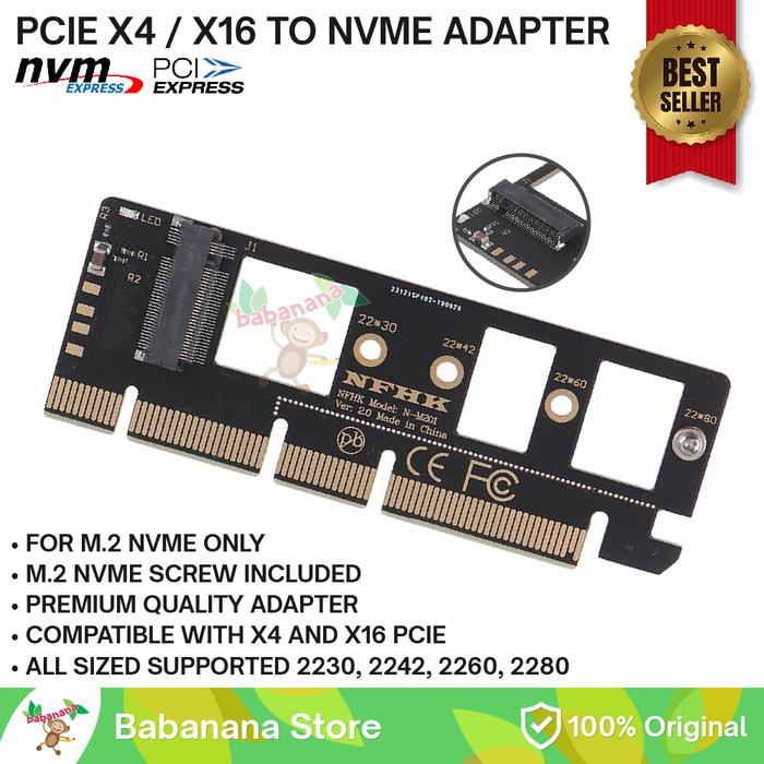 Gambar PCI X4 X16 to nvme ngff M.2 ssd adapter converter hardisk pcie slot dari babanana store undefined Tokopedia