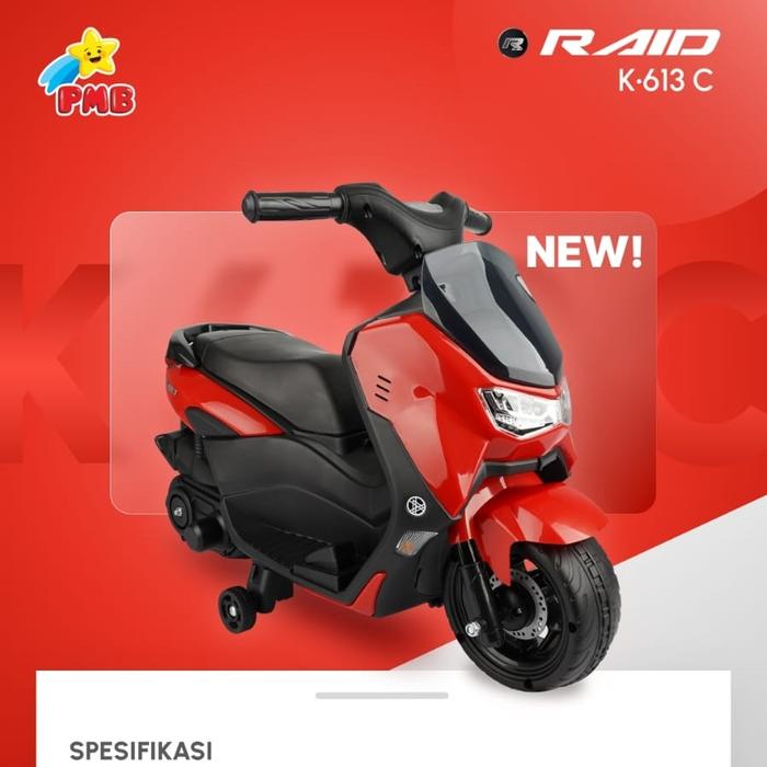 Gambar Motor Aki Mainan Anak Raid K-613C Nmax Mini PMB MTR-PMB K613C - Merah dari RAIN BABY SHOPS undefined 5 Tokopedia