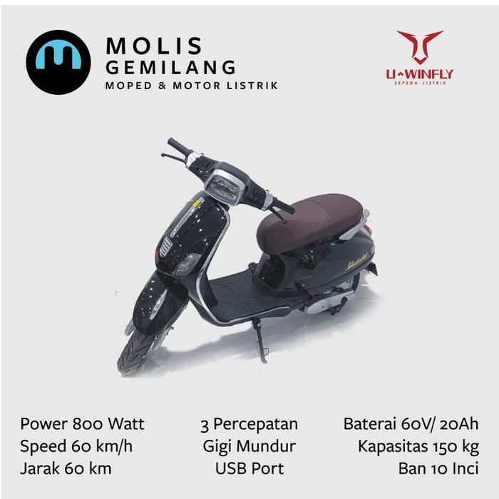 Gambar Motor Listrik U-Winfly T3 - Hitam dari Molis Gemilang undefined Tokopedia