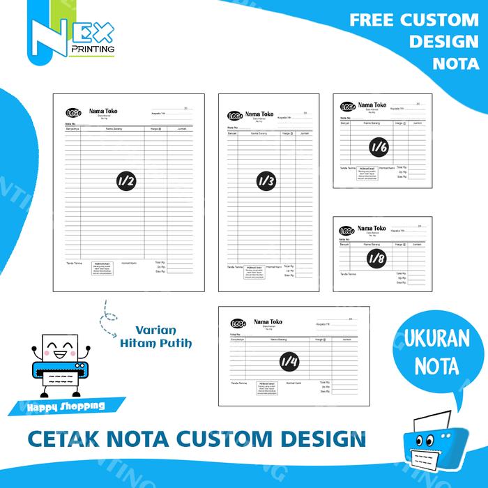 Gambar Cetak nota 1/8 folio custom design bon faktur Laundry Hp restoran - Hitam, 2Ply+Numerator dari nex.printing undefined Tokopedia