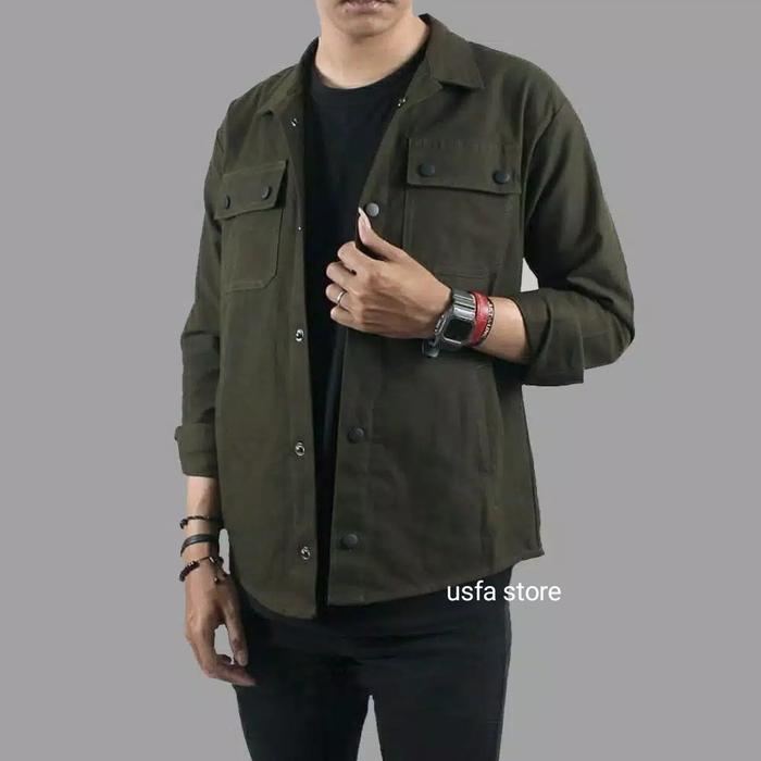 Gambar Jaket Semi Parka, Kemeja Semi Parka, Canvas Trucker - Green Army, M dari USFA STORE undefined Tokopedia