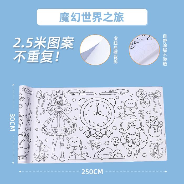 Gambar Kertas mewarnai jumbo stiker roll mewarnai anak kartun animal cute 2.5 - Biru dari Vnc onlineshop undefined Tokopedia