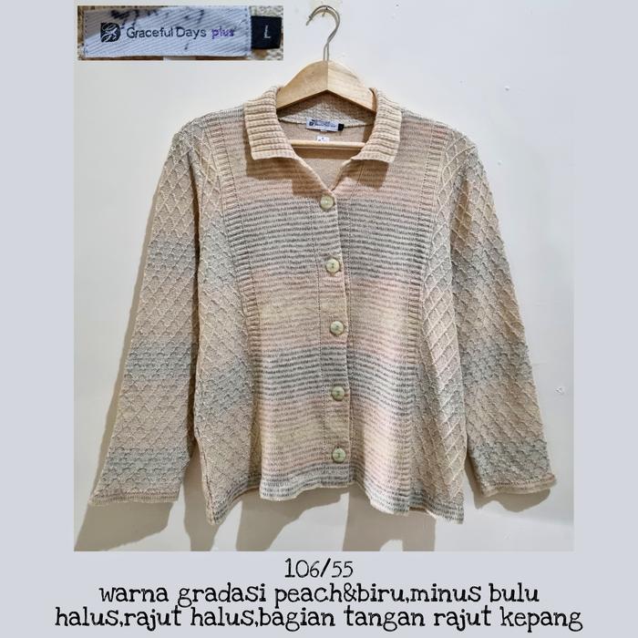 Gambar Cardigan motif/sweater motif/rajut/korean - peach dari eloraetstore.id undefined Tokopedia