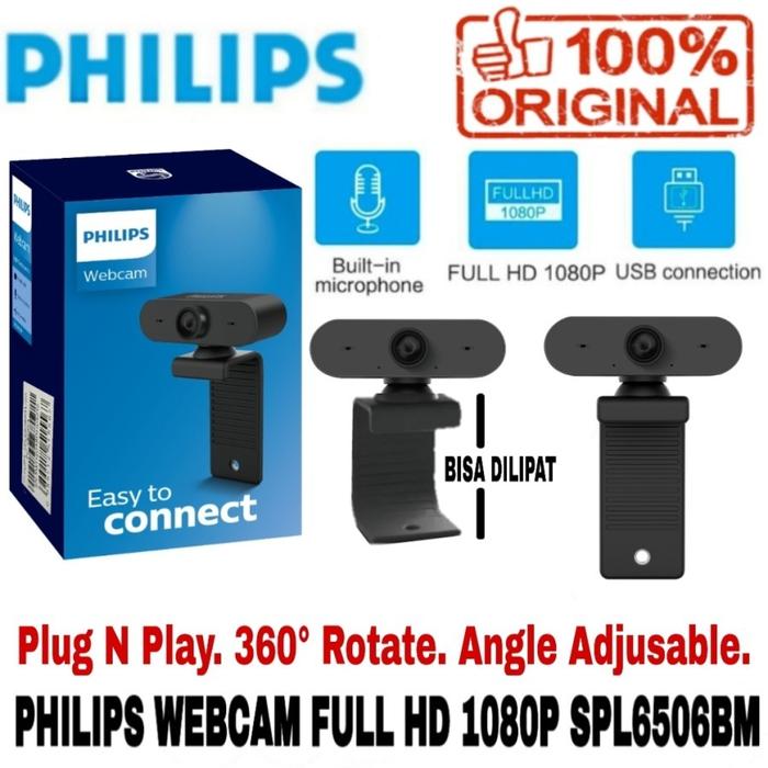 Jual PHILIPS WEBCAM FULL HD 1080P SPL6506BM ORIGINAL USB PNP 360