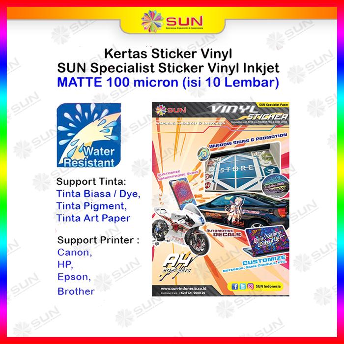 Gambar Kertas Sticker Vinyl SUN Inkjet Matte Glossy Transparan Gold Silver A4 - Matte 100mic dari Sun Indonesia undefined Tokopedia