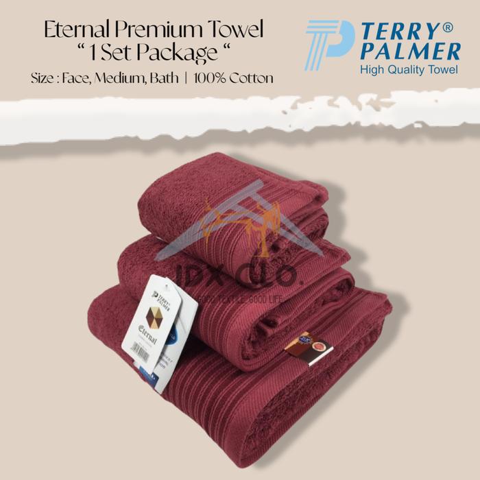 Gambar Handuk Terry Palmer Premium 1 Set isi 3 Pcs - Sport / Travel / Bath - Maroon dari IDX Clo Official undefined Tokopedia