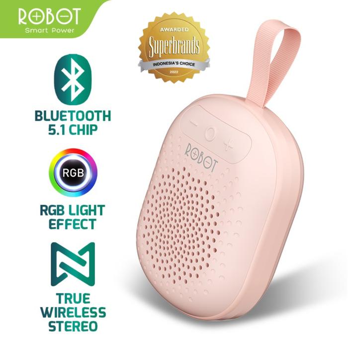Gambar ROBOT RB20 TWS Speaker Bluetooth 5.1 Mini Portable With RGB - PINK dari Donatur official store undefined Tokopedia