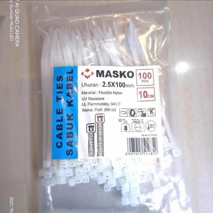 Gambar Kabel Ties Masko 10Cm Cable Sabuk Tali Tis 2,5x100MM 10 Cm 2.5 X 100 M - Putih dari Sumber Berkat TL undefined Tokopedia