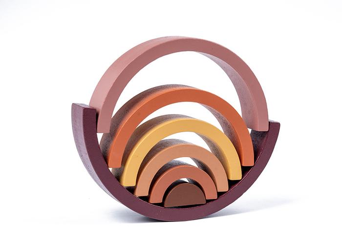 Gambar Wooden Rainbow Block Pelangi / Mainan edukasi montessori - Brown dari babiesfirst.id undefined Tokopedia