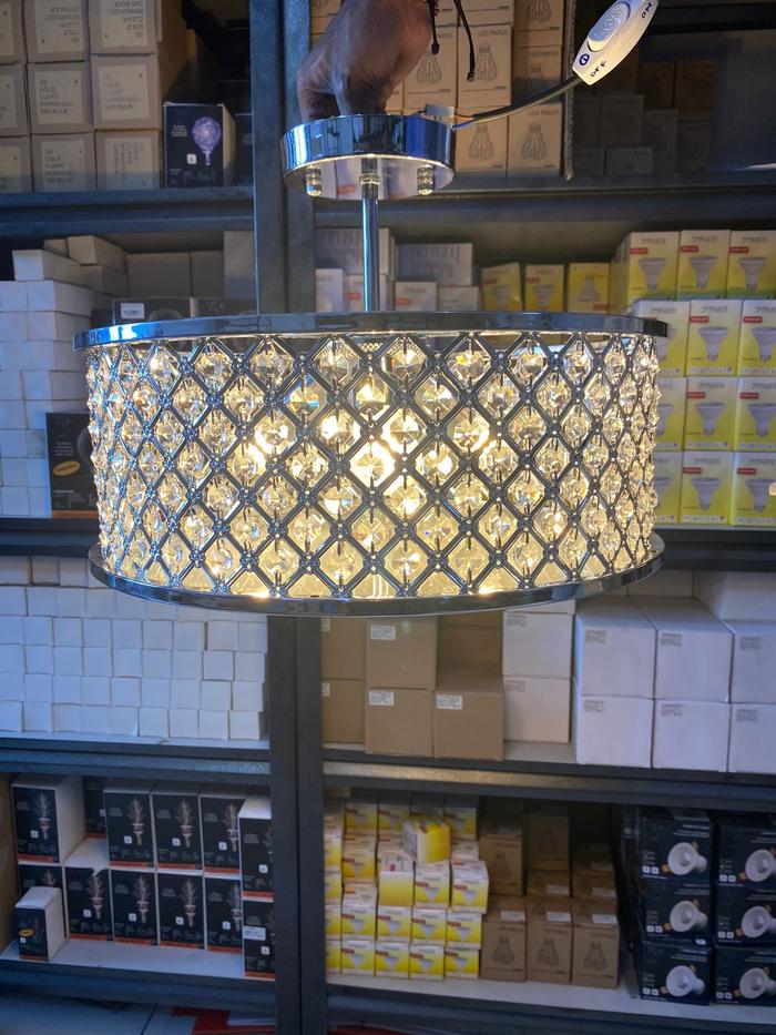 Gambar 3 Plus Ceiling Lamp - Lampu Plafon Crystal - Lampu Dekoratif/ Hias - Chrome Frame dari 3plusprojects undefined Tokopedia