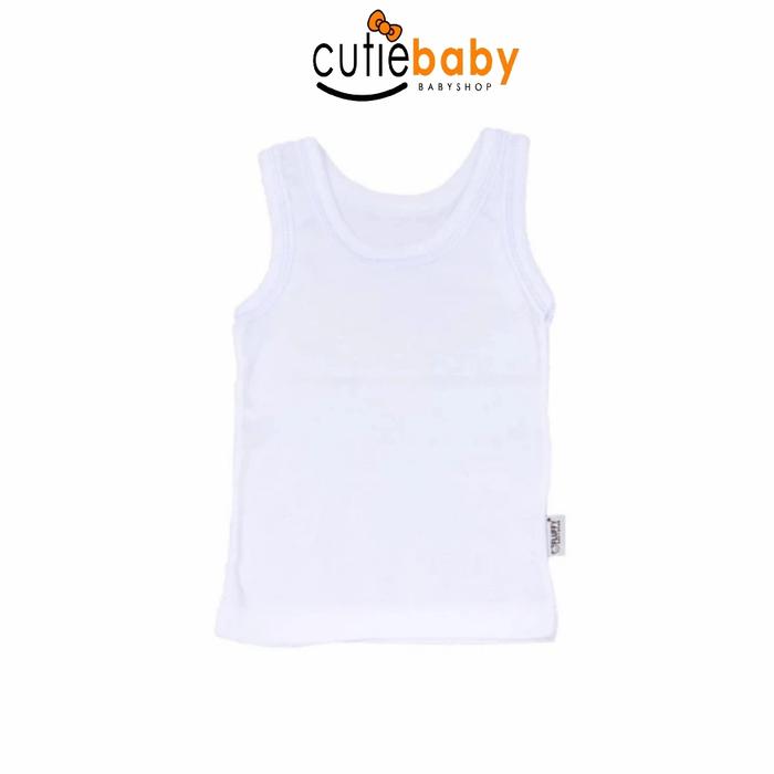 FLUFFY SINGLET KAOS DALAM BAYI DAN ANAK WARNA PUTIH 0-3 TAHUN SNI SIZE L  9-12 SGS