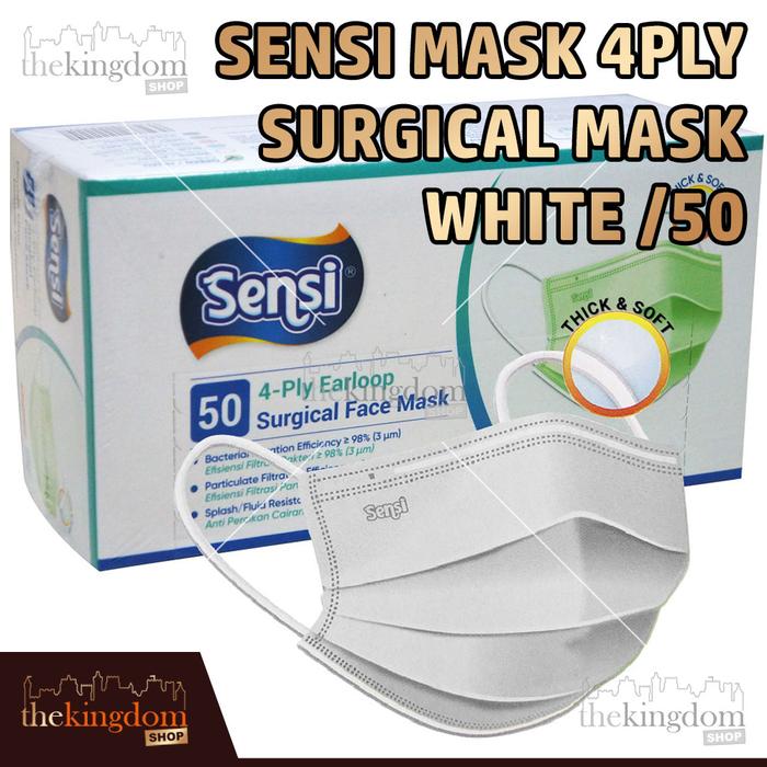 Jual Masker SENSI Earloop Bedah Medis 4ply Surgical Face Mask 4 ply ...