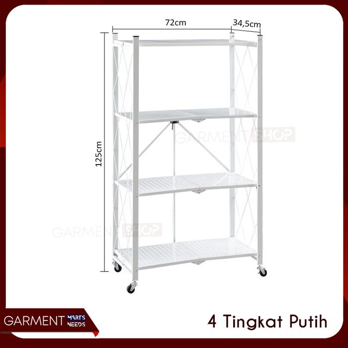 Gambar Rak Dapur Multifungsi 4 Susun Tanpa Instalasi Penyimpanan Alat Dapur - Putih dari GarmentMarts undefined Tokopedia