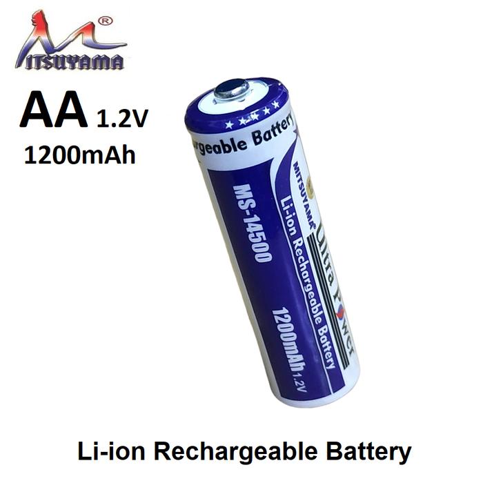 Gambar Mitsuyama Baterai AA Rechargeable 1200mAh MS 14500 - Button Top dari GlodokVCD undefined Tokopedia