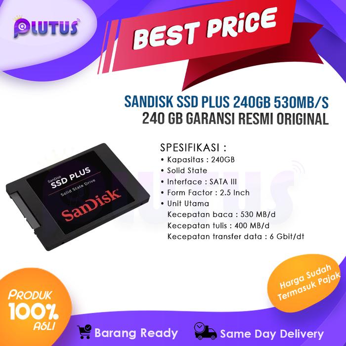 Jual SANDISK SSD PLUS 240GB 530MB/S 240 GB GARANSI RESMI Kota