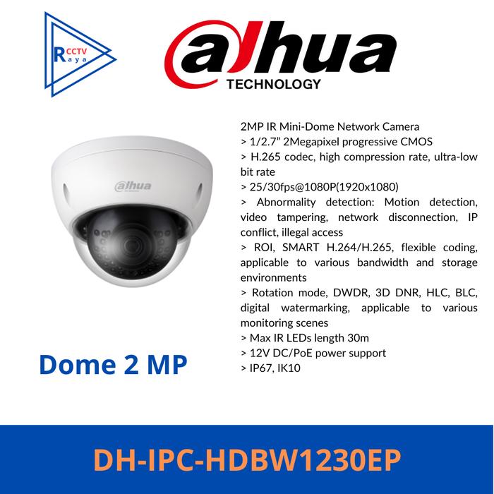 Dahua Dh-ipc-hdbw1230ep Ip Camera Dome Vandal Proof