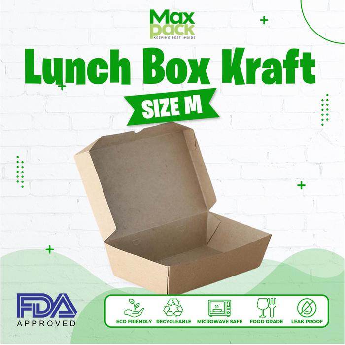 Gambar [50 pcs]Kotak Makan Kertas Paper Lunch Box Makanan Kraft Grosir Size M dari PackLab undefined Tokopedia