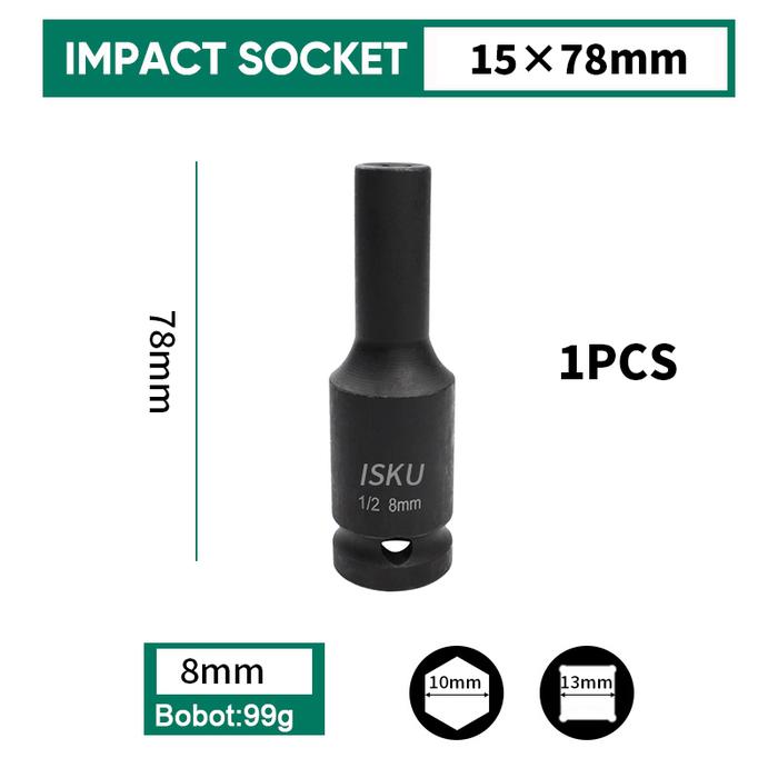 Gambar ISKU Mata Kunci shock Impact Panjang 1/2'' 8-41mm Impact Socket - panjang 8mm dari Energy Tools office undefined Tokopedia