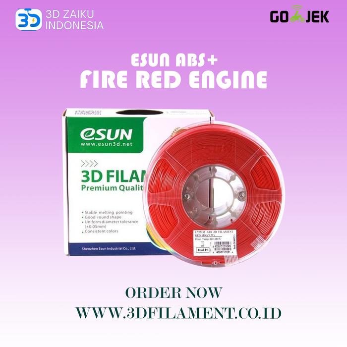 Gambar eSun 3D Filament ABS+ 1.75mm Fire Red Engine dari 3D Zaiku Sby Kota Surabaya Tokopedia
