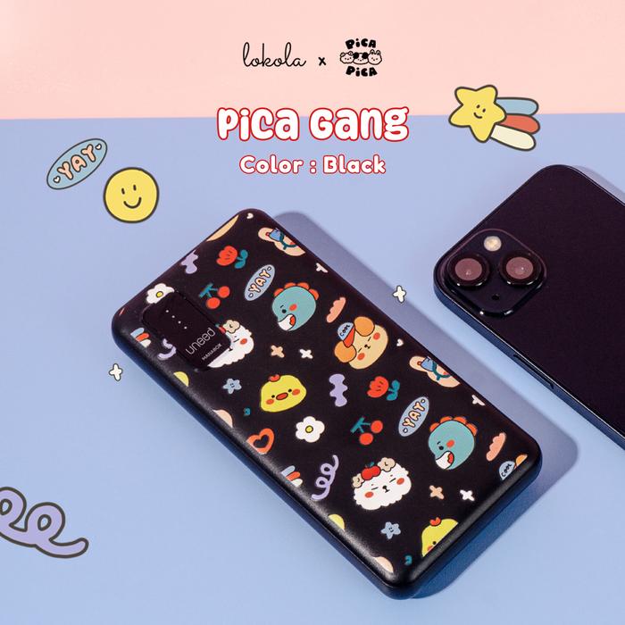 Gambar Powerbank with Multiple Connector 10.000mAh Lokola by Uneed x PicaPica - Picagang, Black dari Uneed Indonesia undefined Tokopedia
