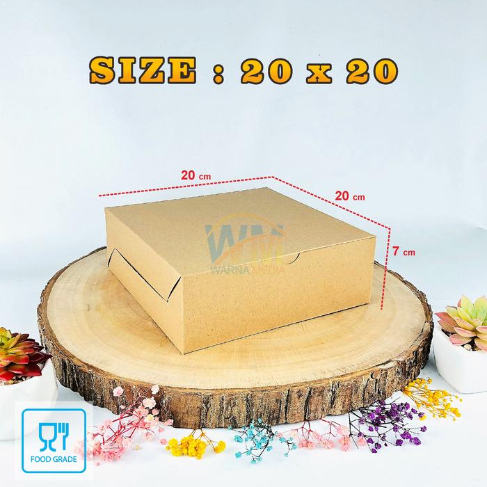Gambar KOTAK BOX NASI 18/DUS CATERING 18X18/BOX CAKE KRAFT BROWN/DUS LAMINASI - 20 x 20 dari Warna Media_NEW undefined Tokopedia