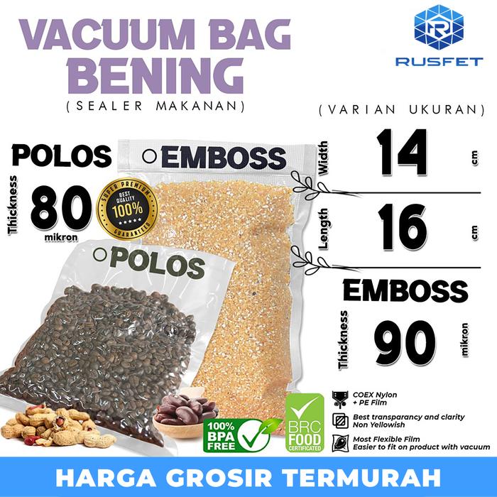 Gambar Plastik Vacuum Bag 14x16cm POLOS EMBOSS SEALER DELKOCHOICE SATUAN - Emboss 90mic dari Rusfet undefined 4 Tokopedia