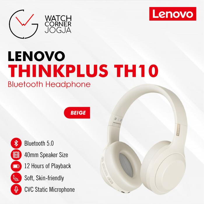 Gambar Lenovo ThinkPlus TH10 Wireless Bluetooth Headphone 2 in 1 HiFi CVC AUX - Beige dari Gadget & Watch Corner undefined Tokopedia