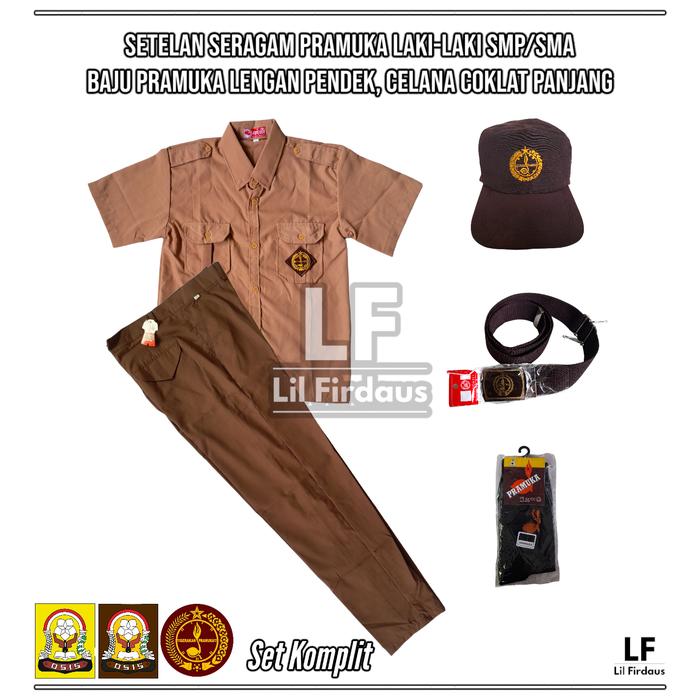 Gambar Setelan Seragam Pramuka Laki-Laki SMP/SMA Baju Pendek, Celana Panjang - Set Komplit, S dari Lil Firdaus undefined Tokopedia