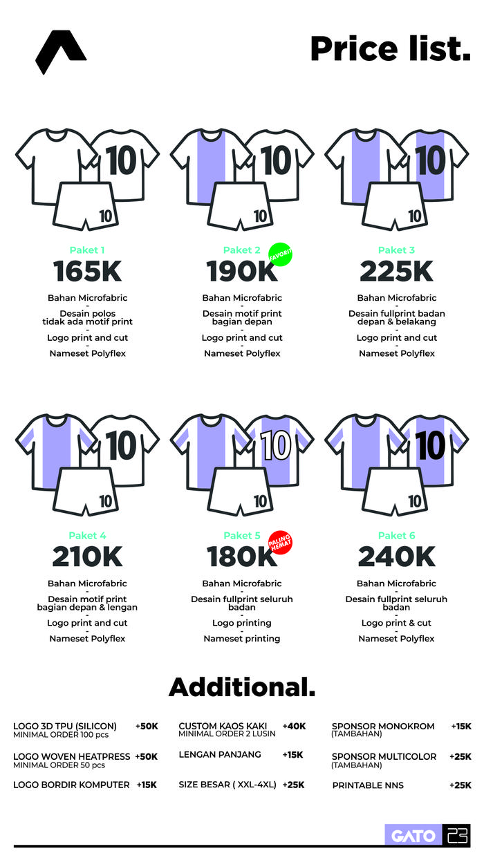 Gambar custom jersey - XL dari GATO Apparel undefined Tokopedia
