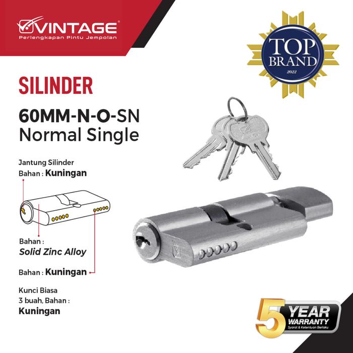 Gambar SILINDER KUNCI PINTU 60 MM VINTAGE - N.O.SN dari vinindoofficial undefined Tokopedia