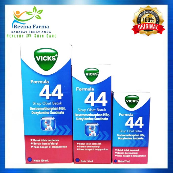 Gambar Vicks Formula 44 Sirup Dewasa 100ml, Vicks F44 Syrup Obat Batuk Kering - 27 ML dari Revina Farma undefined Tokopedia