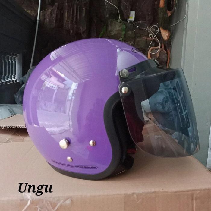 Gambar Helm Cargloss + Kaca - Ungu dari BAGUS HELM_NEW undefined Tokopedia