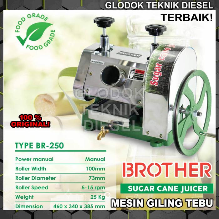 Gambar Brother Mesin Giling Peras Tebu Sugar Cane Pemeras Sari BR 250 BR250 - Brother BR 250, +RX 230 dari Glodok Diesel undefined Tokopedia