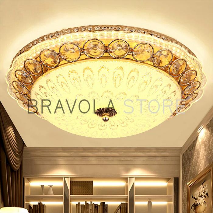 Gambar Lampu plafon led kristal klasik hias dekorasi ruang tamu gold - LP9617, D.30cm dari Bravola undefined Tokopedia