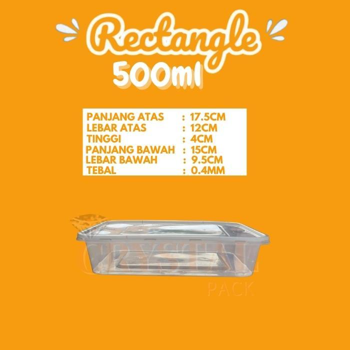 Gambar Thinwall Rectangle 500ml 650ml 750ml 1000ml 25pcs Kotak Makan Plastik - 500ml Rect dari Crystal Pack undefined Tokopedia