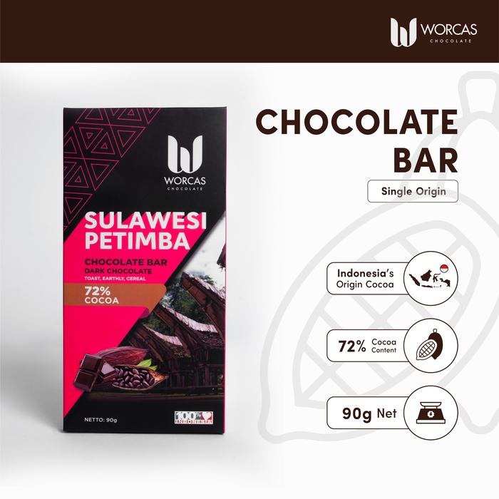 Gambar Worcas Chocolate Bar Dark Chocolate Sulawesi Petimba - 90g dari WORCAS COFFEE undefined Tokopedia
