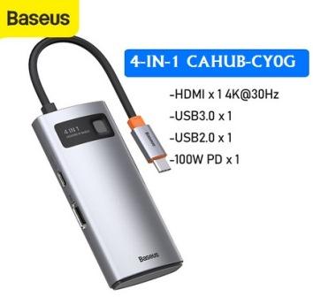 Gambar BASEUS USB Type C 4in1 to HDMI 4K + USB HUB 3.0 + PD Port 100W Fast - 4iN1 CY0G HDMI dari Ide Komputer Malang undefined Tokopedia