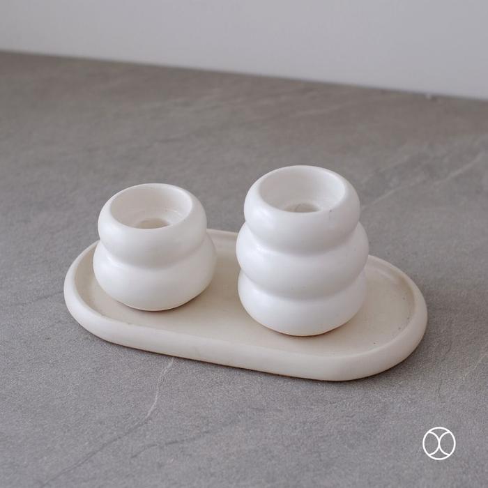 Gambar CONCREATE Candle & Tealight Holder Set  Terra Home Decor Tempat Lilin - Putih dari Concreate living undefined Tokopedia